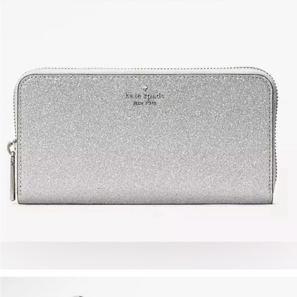 NIB Kate spade Shimmy Glitter Lunar Light Large Continental Wallet, Silver, NWT! - Picture 3 of 7